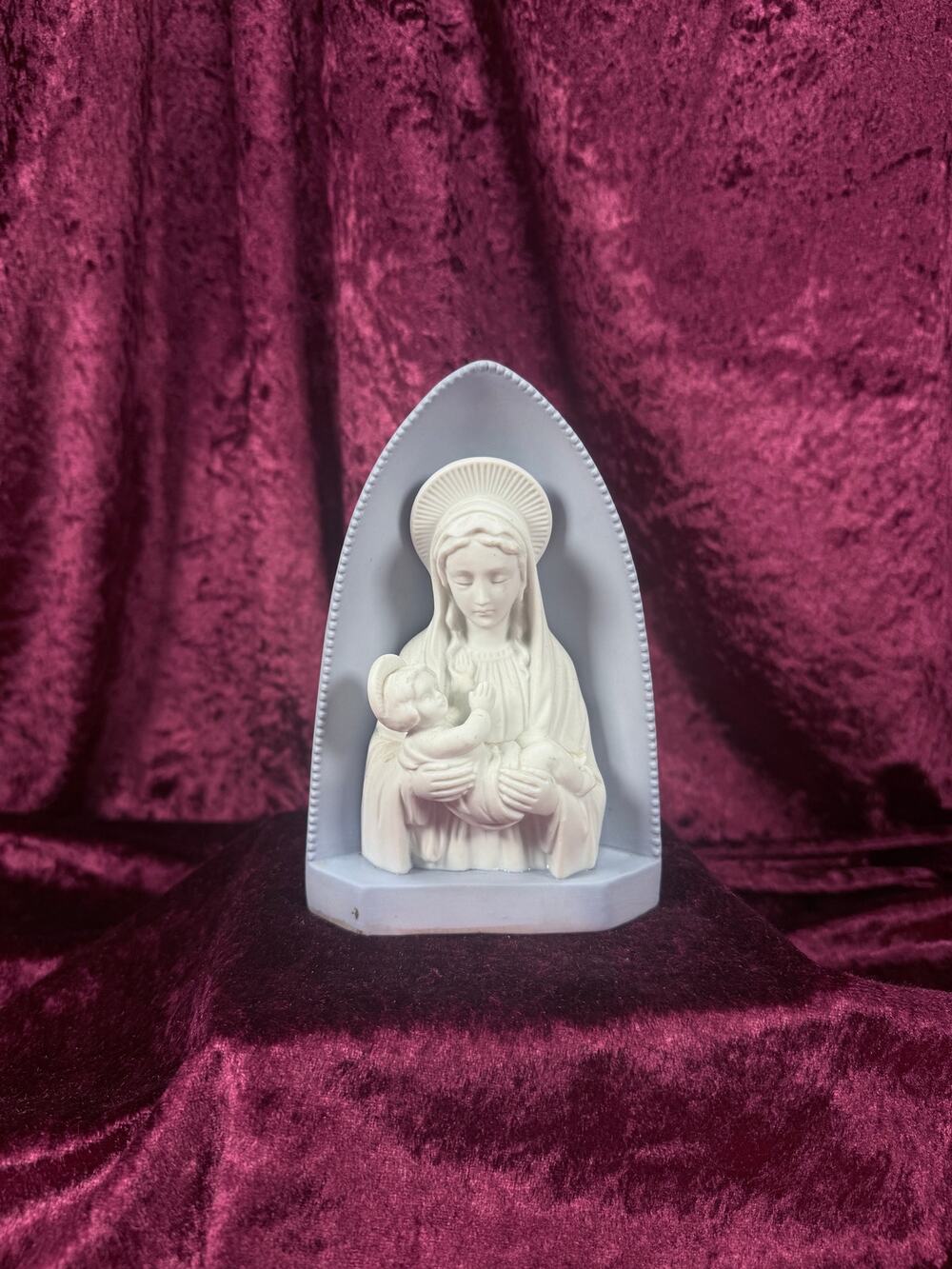 Vintage Bisque Porcelain Madonna and Child Planter Votive - BR Japan